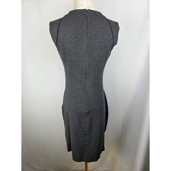 Diane Von Furstenberg Hallie Colorblock Knit Sheath Dress Sz 4 Blue Gray Office - Picture 3 of 12